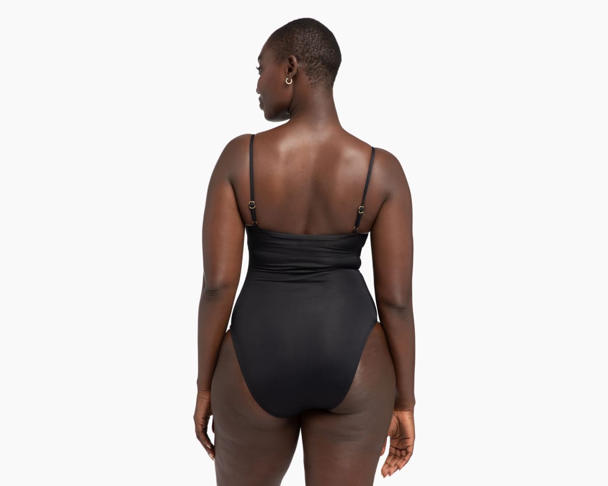 Vitamin A Swim Jenna High Leg One Piece Full Cut - Black Ecolux