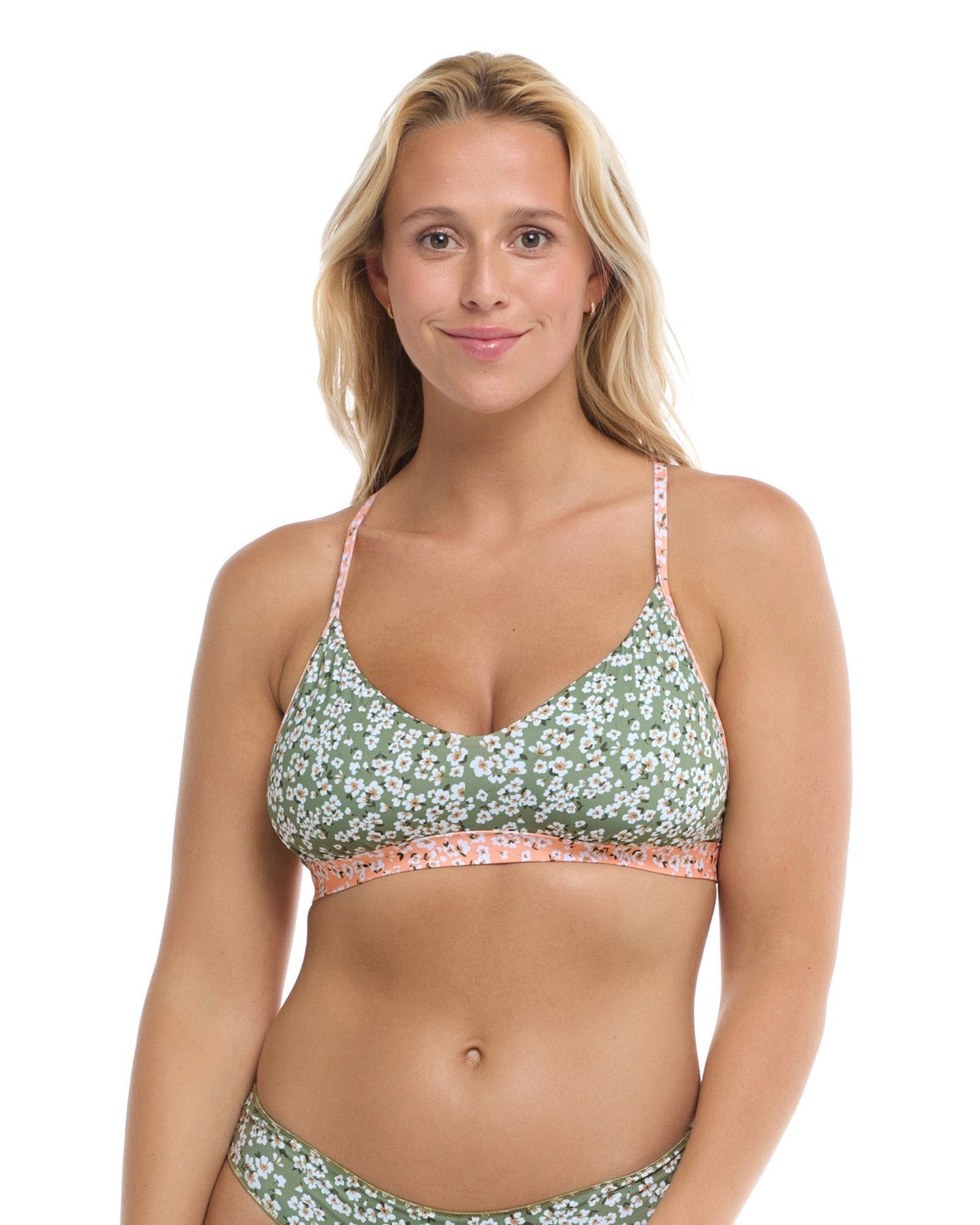 35220125D-562 Edion Madison D, DD, E & F Cup Top Tiny Blooms - Moss