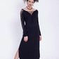 GOA MAGIC Long Sleeve Black Maxi Dress, Pixie Dress