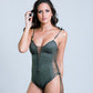 GOA MAGIC Suede Look Olive Green One Piece Swimsuit For Women "SIDE"