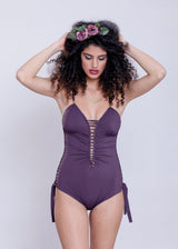 GOA MAGIC Dark Purple One Piece Swimsuit For Women "DELI" (Lycra Fabric)